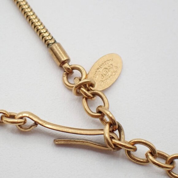 CHANEL CC Logo Snake Chain Pendant Necklace 03P Gold Pink GHW France - Picture 9 of 13